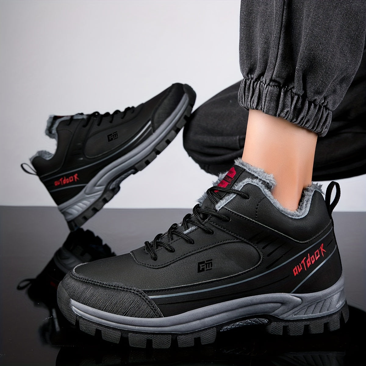 Plush-Lined Thermal Hiking Boots - Waterproof, Anti-Slip, Shock-Absorbing Casual Outdoor Shoes with Durable TPR Sole for Women