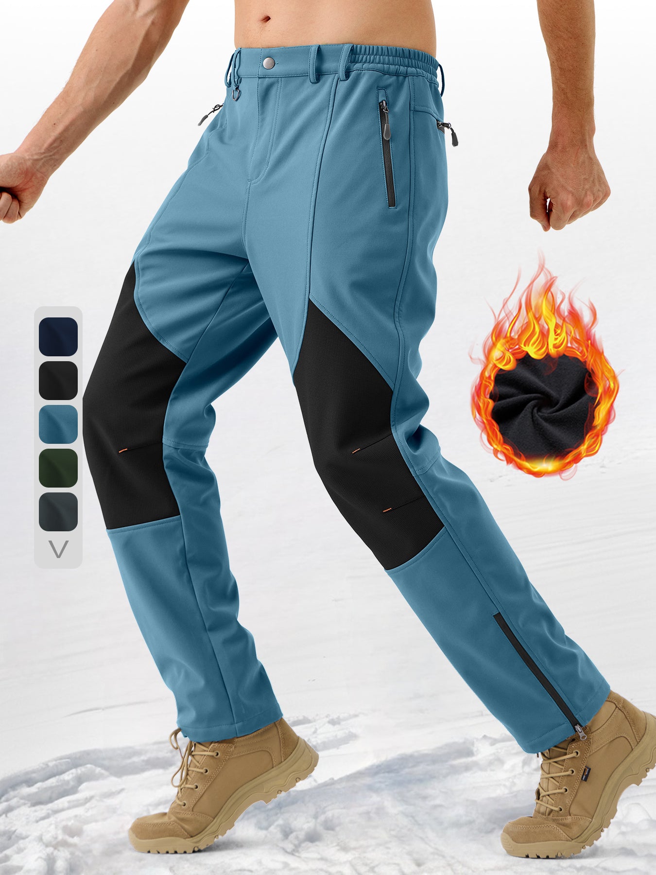 Pants Fleece Lined for Warmth Outdoor Hiking Zipper Bottom Leg Ideal for Winter Sports