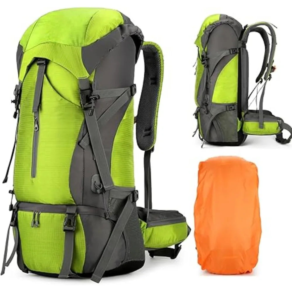 70L - Waterproof Backpack for Men and Women - Backpacking with Rain Cover