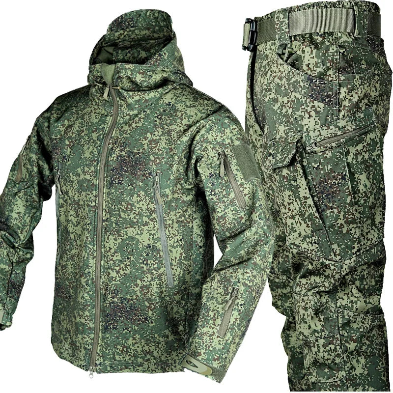 Men and Women Outdoor Shark Skin Jackets and Pants Set.