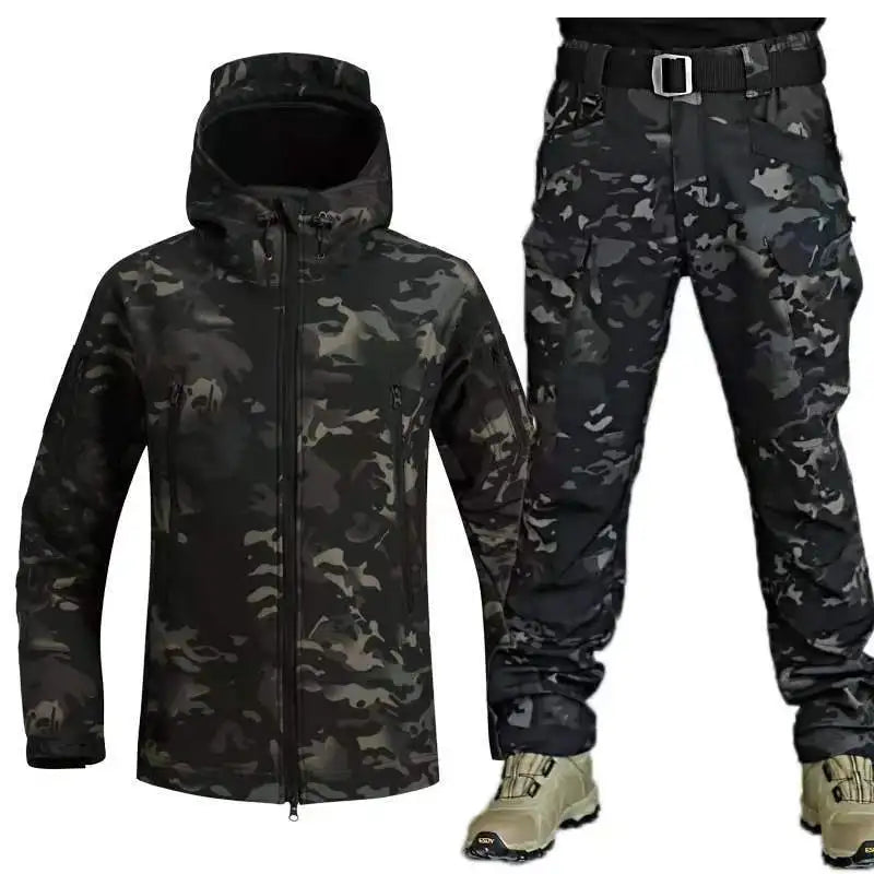Men and Women Outdoor Shark Skin Jackets and Pants Set.