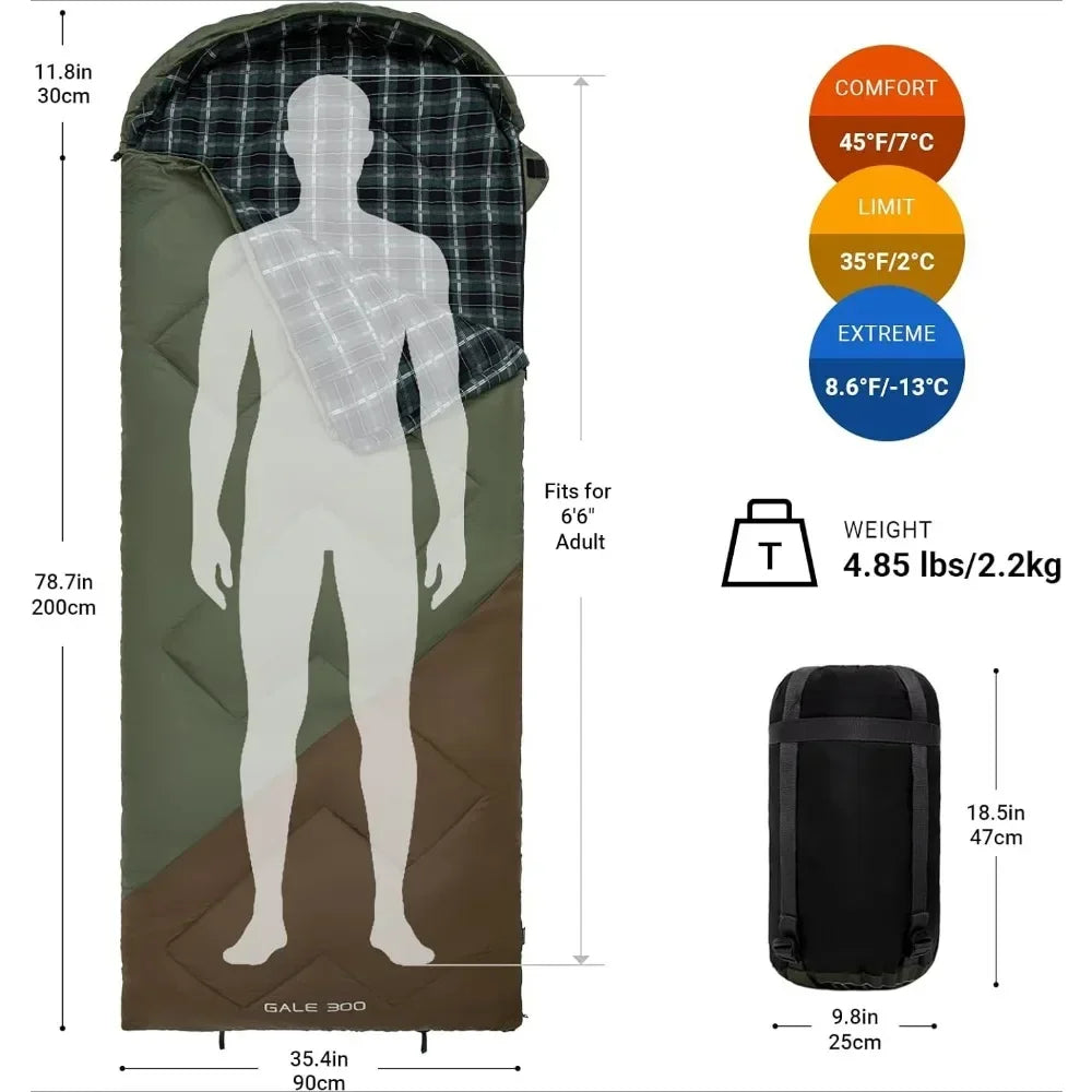 Sleeping Bag for Adults Lightweight, 3-4 Season Sleeping Bag