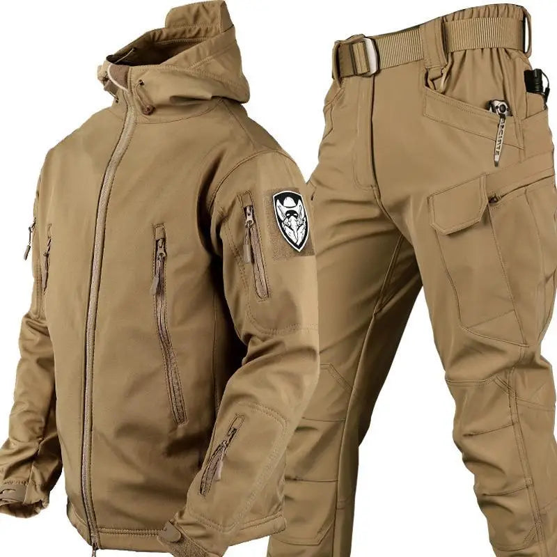 Men and Women Outdoor Shark Skin Jackets and Pants Set.