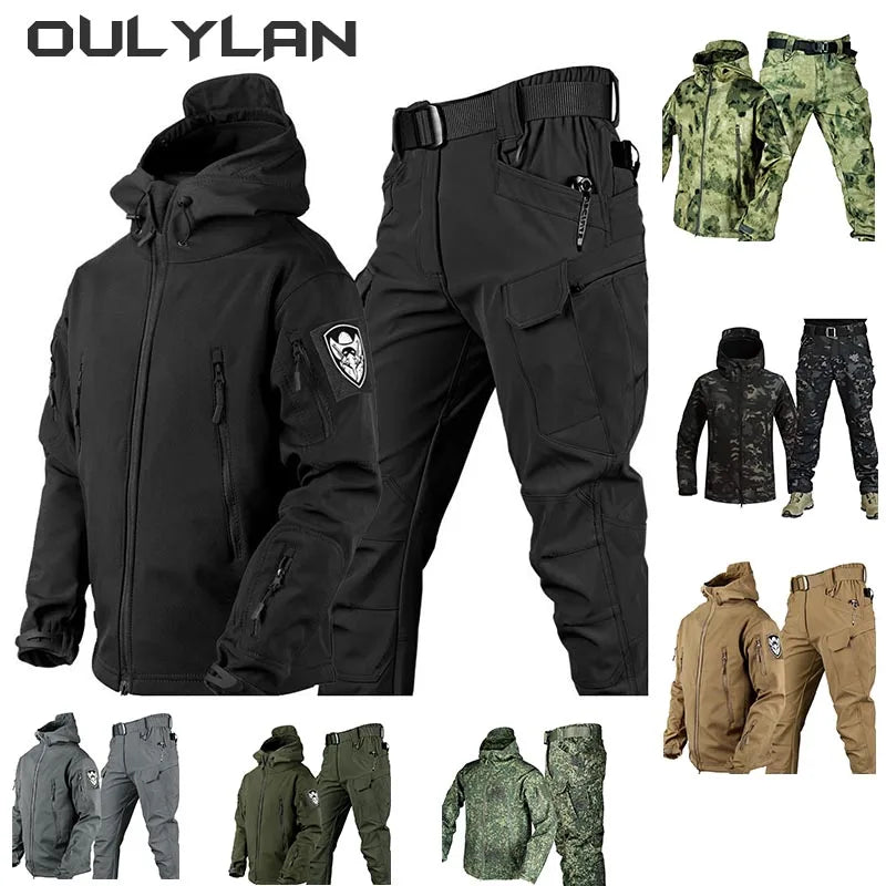 Men and Women Outdoor Shark Skin Jackets and Pants Set.