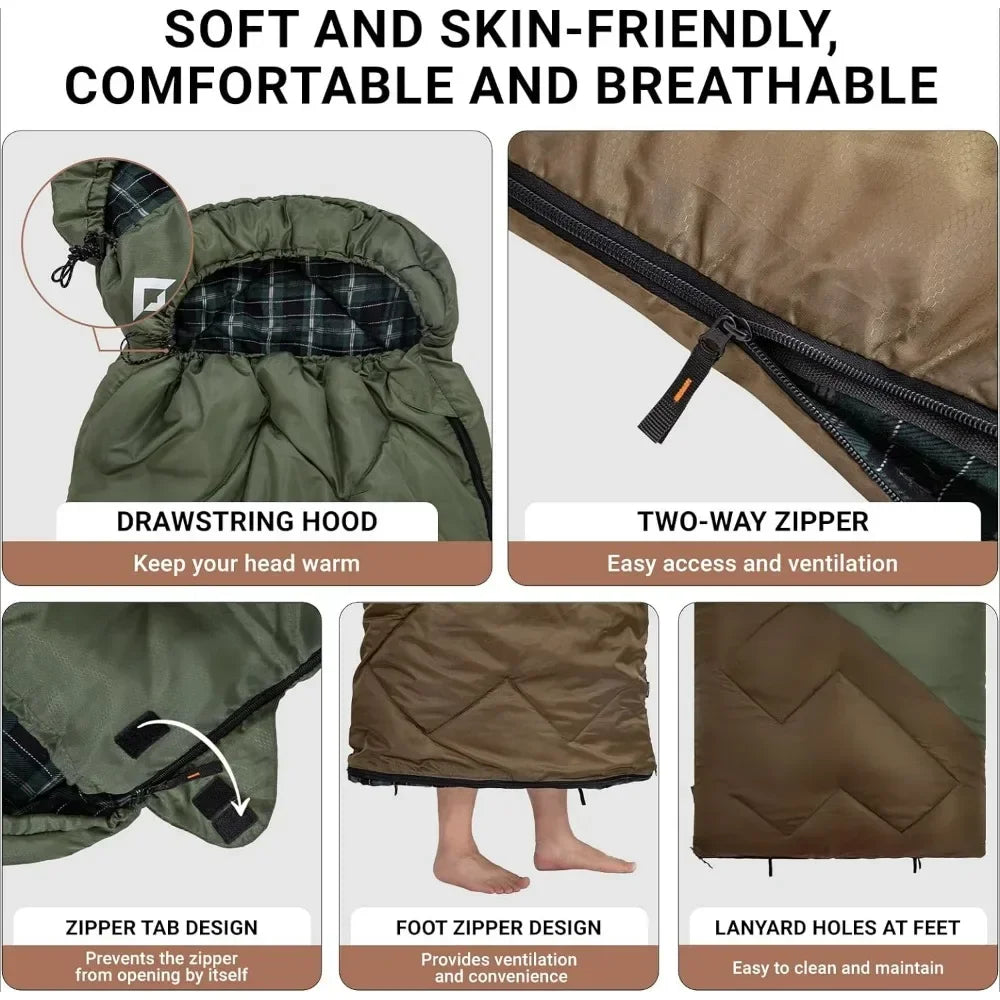 Sleeping Bag for Adults Lightweight, 3-4 Season Sleeping Bag