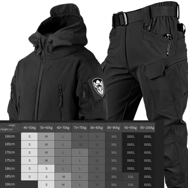 Men and Women Outdoor Shark Skin Jackets and Pants Set.