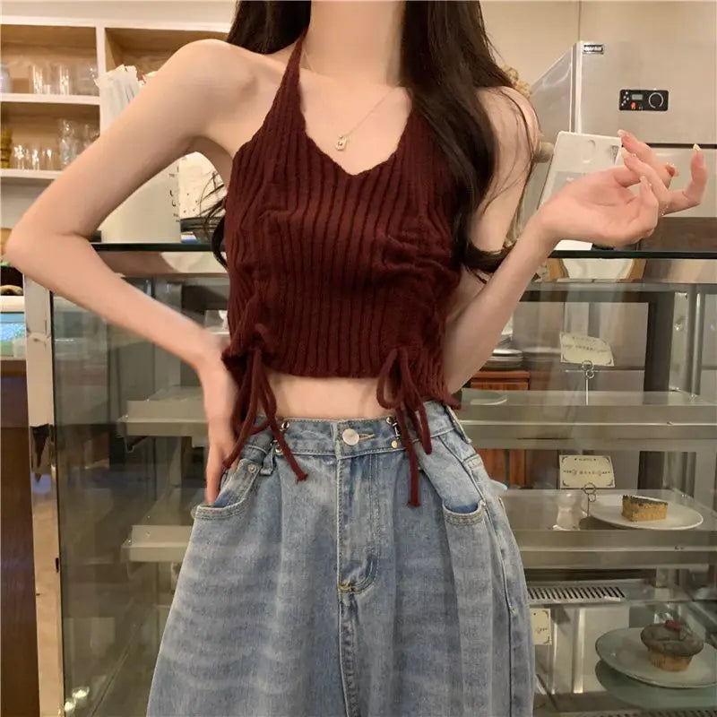 Women's Autumn Vintage Hollow Stripe Long Sleeved Knitwear Pants Suit