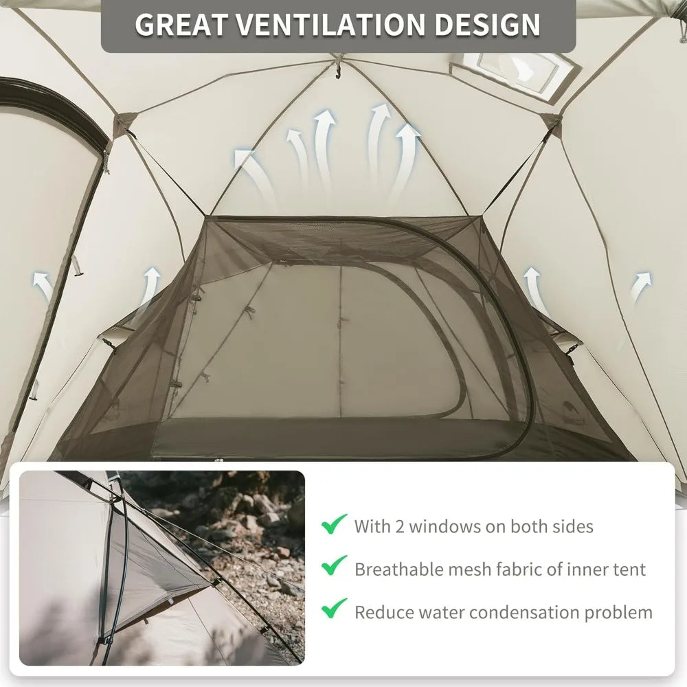 Massif Hot Tent with Stove Jack, 4 Season Tent, 1/2/4/6 Person Camping Tent.