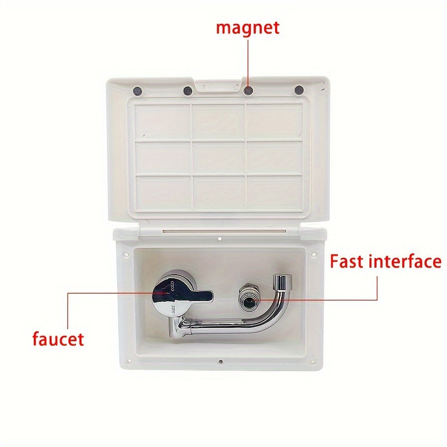 RV Water Container with Foldable Faucet & Quick-Connect Shower Head - Durable Plastic