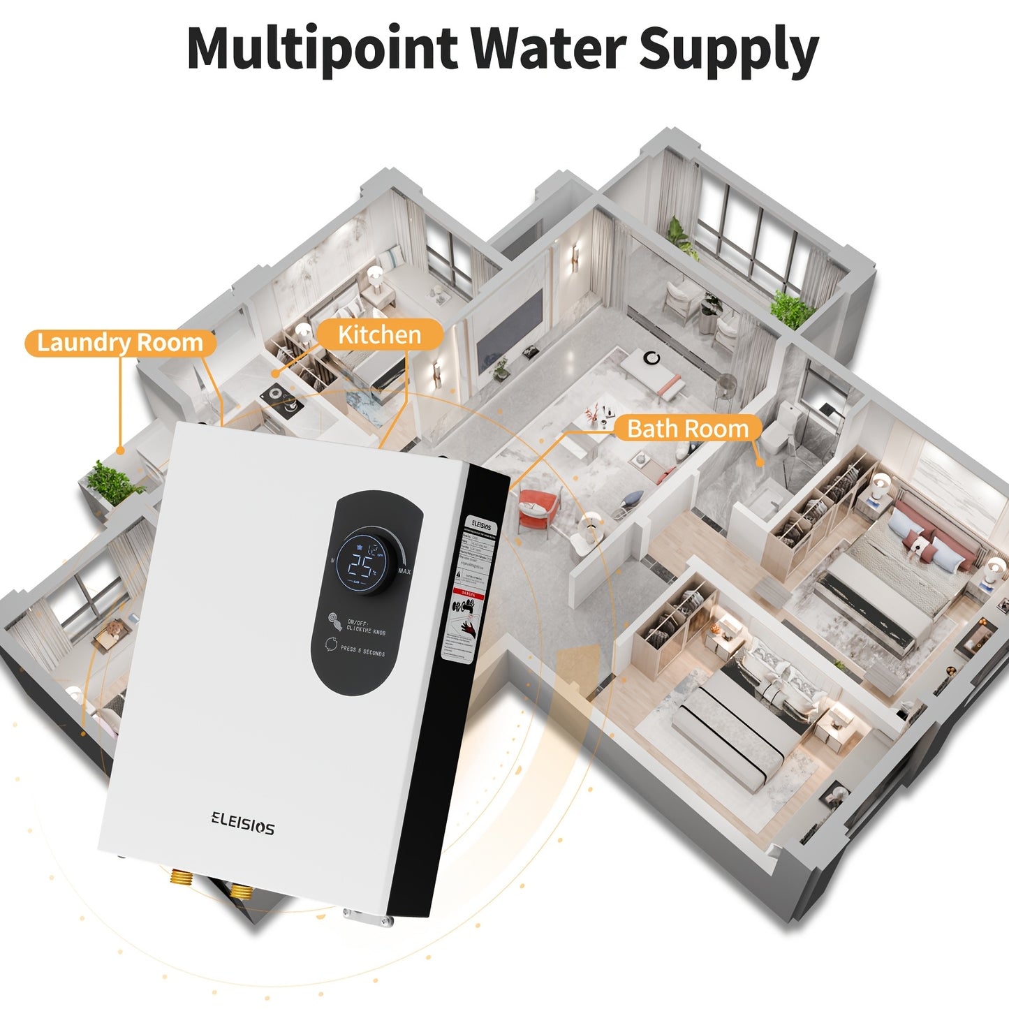 Tankless Water Heater Electric, 240V 9kW Instant Hot Water Heater, Water Heater Electric With LED Display,