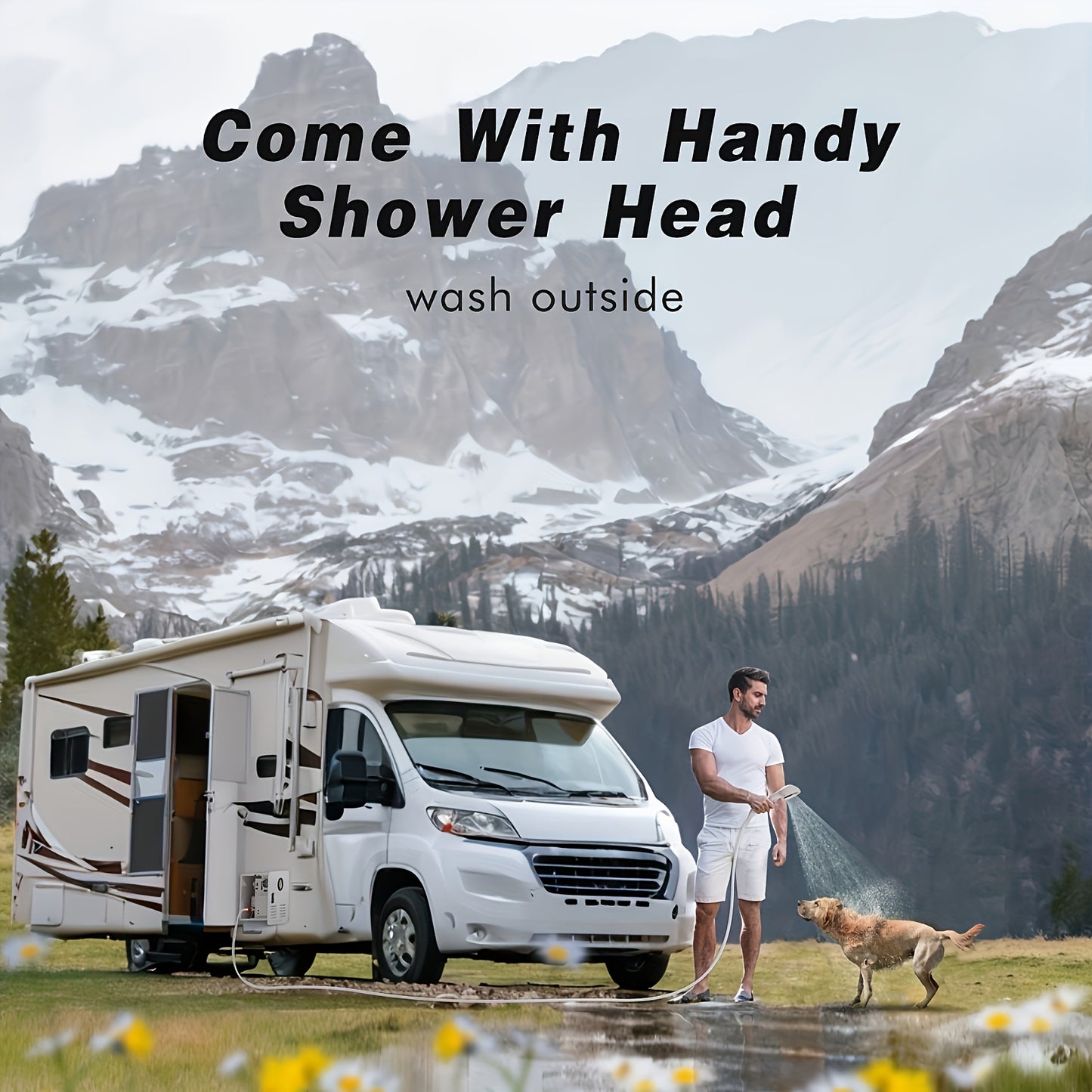 65000BTU RV Instant Hot Water Heater, 2.2GPM, DC 12V, Sleek Black with Red Accent, LED Display & Remote Control