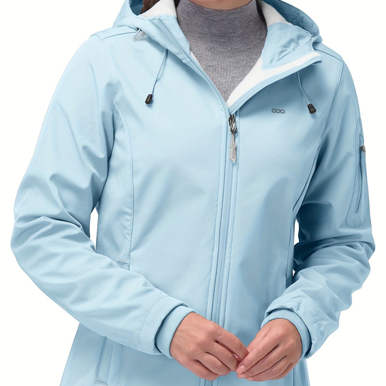 Women's Long Sleeves Outdoor Sports Jacket, Fleece Liner Windproof With Zipper Pocket Sporty Coat