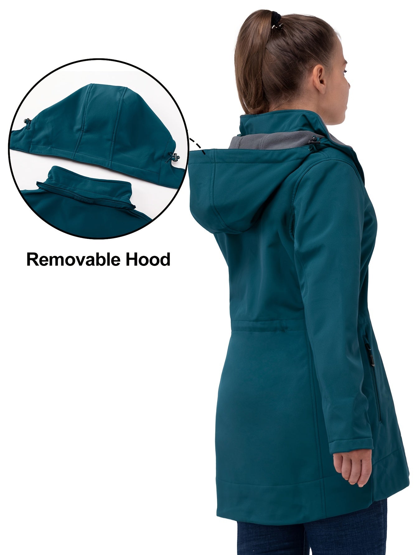 Women's Waterproof Softshell Long Rain Jacket with Hood
