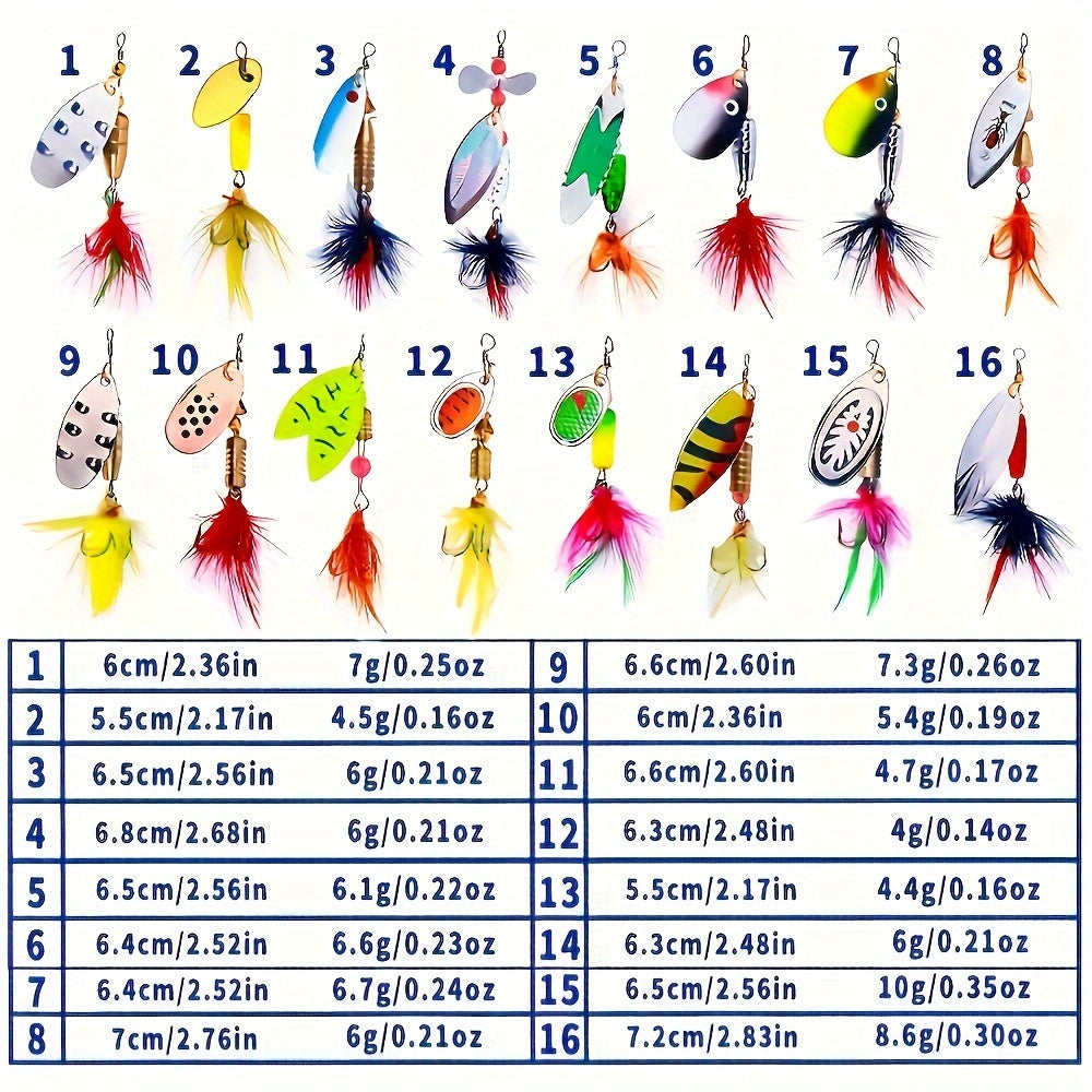 16PCS Metal Spoon Spinners