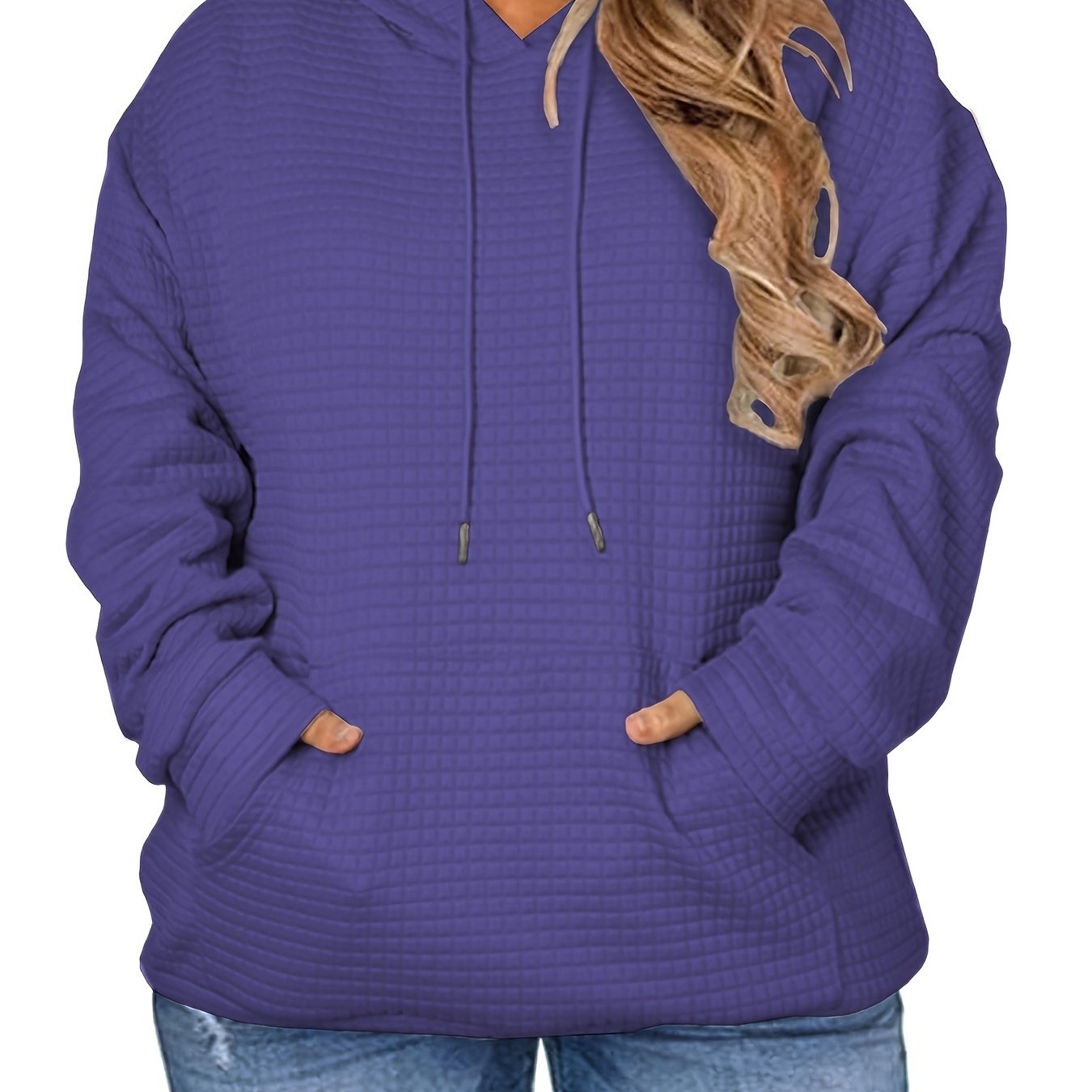 Women's Plus Size Hoodies Casual Long Sleeve Sweatshirts Drawstring Pullover Tops With Pocket