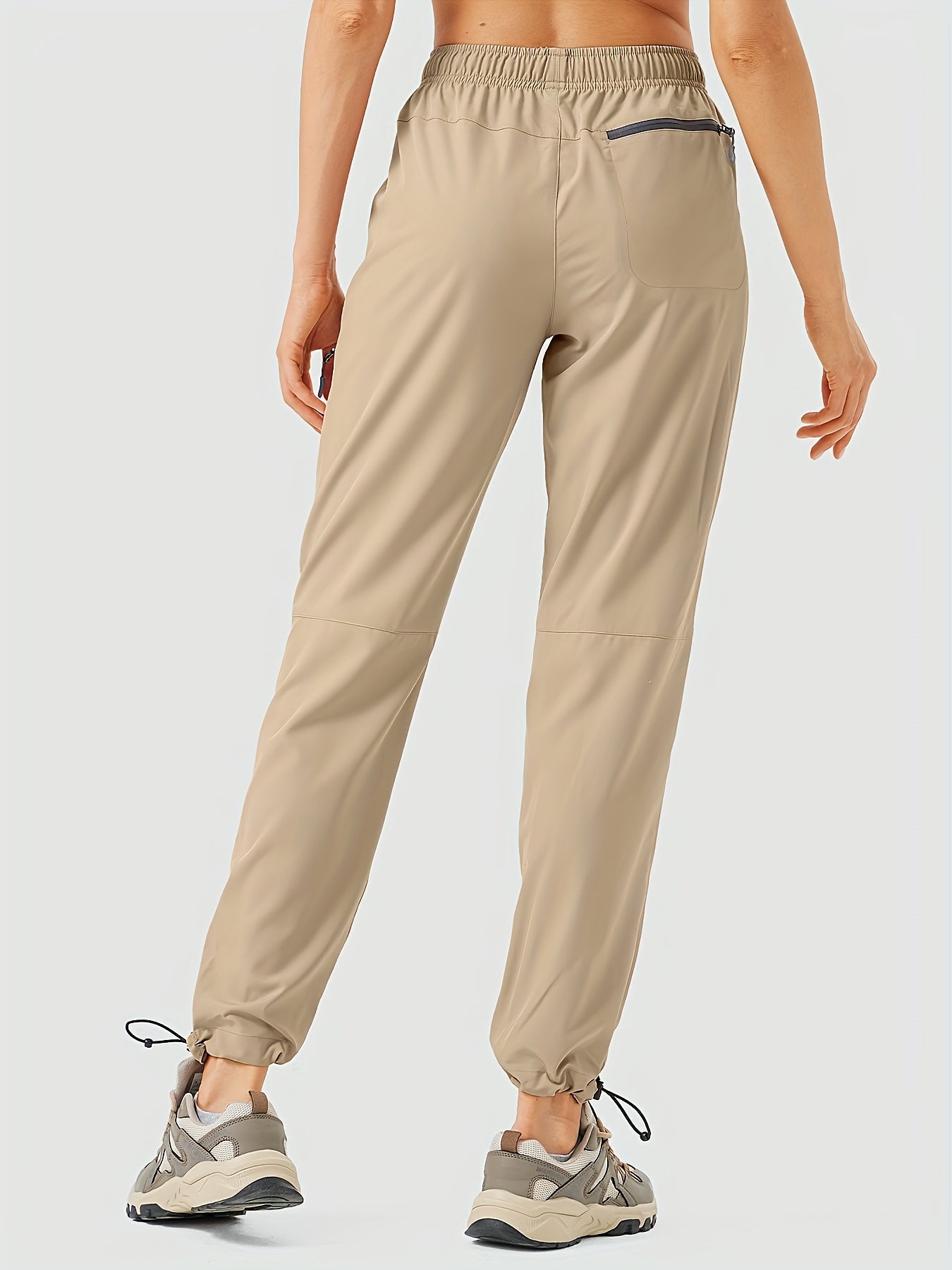 Plus Size Women's Cargo Pants, Lightweight, Quick Dry, Water Resistant, Elastic Waist, Zipper Pockets