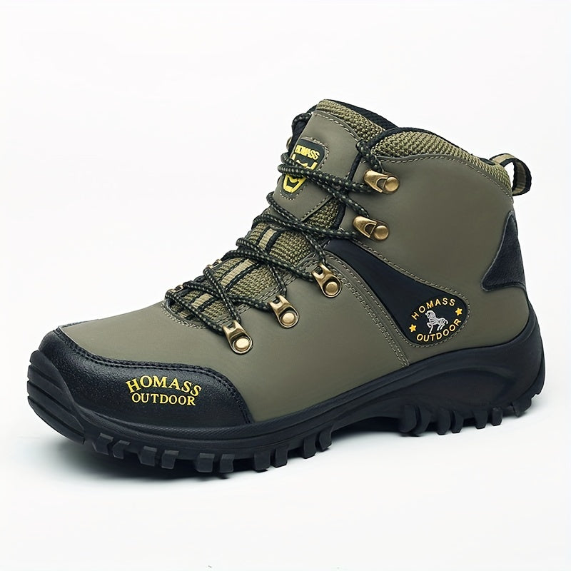Men's Mid-Top Waterproof Microfiber Synthetic Upper, Rubber Sole, Fabric Inner, Round Toe Lace-Up Closure, All-Season Casual Sports Shoes