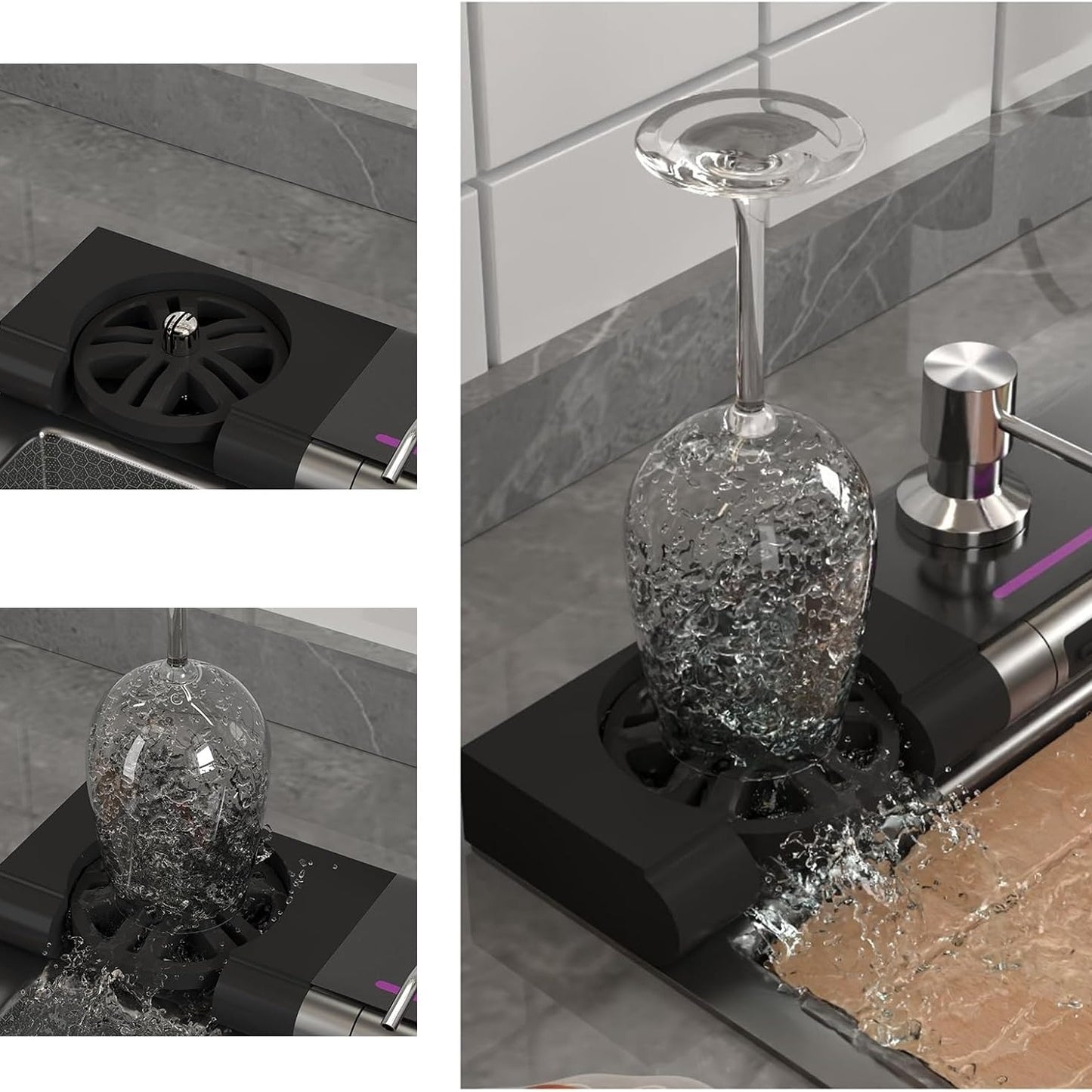 29.5 x 18.1 inch Stainless Steel Honeycomb Single Bowl Kitchen Sinks, Digital Display Double Waterfall Sink, With Pull-out Swivel Faucet and Pressurized Cup Washer (29.5 x 18.1 inch)