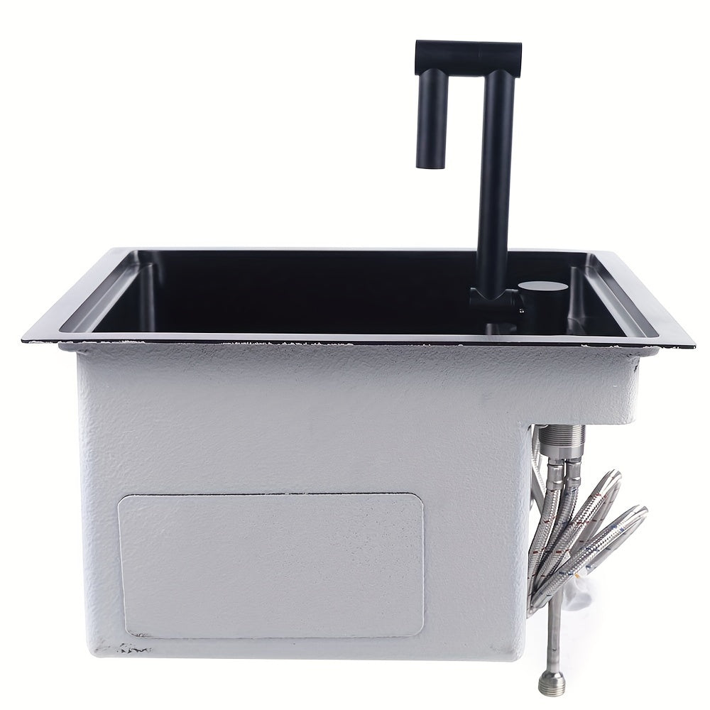 RV Kitchen Sink Bar Sink With Folding Faucet, Cover, Drain Pipe And Strainer Full Set