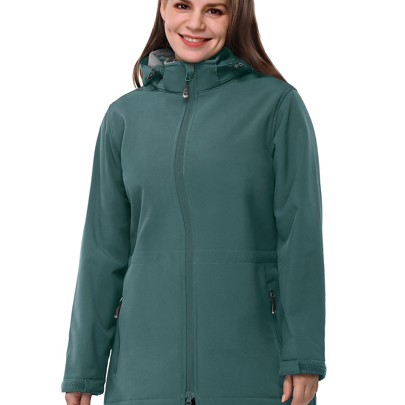 Women's Waterproof Softshell Long Rain Jacket with Hood