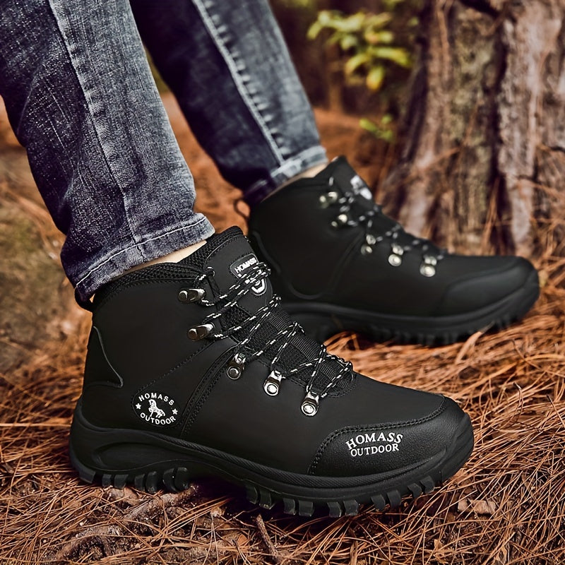 Men's Mid-Top Waterproof Microfiber Synthetic Upper, Rubber Sole, Fabric Inner, Round Toe Lace-Up Closure, All-Season Casual Sports Shoes