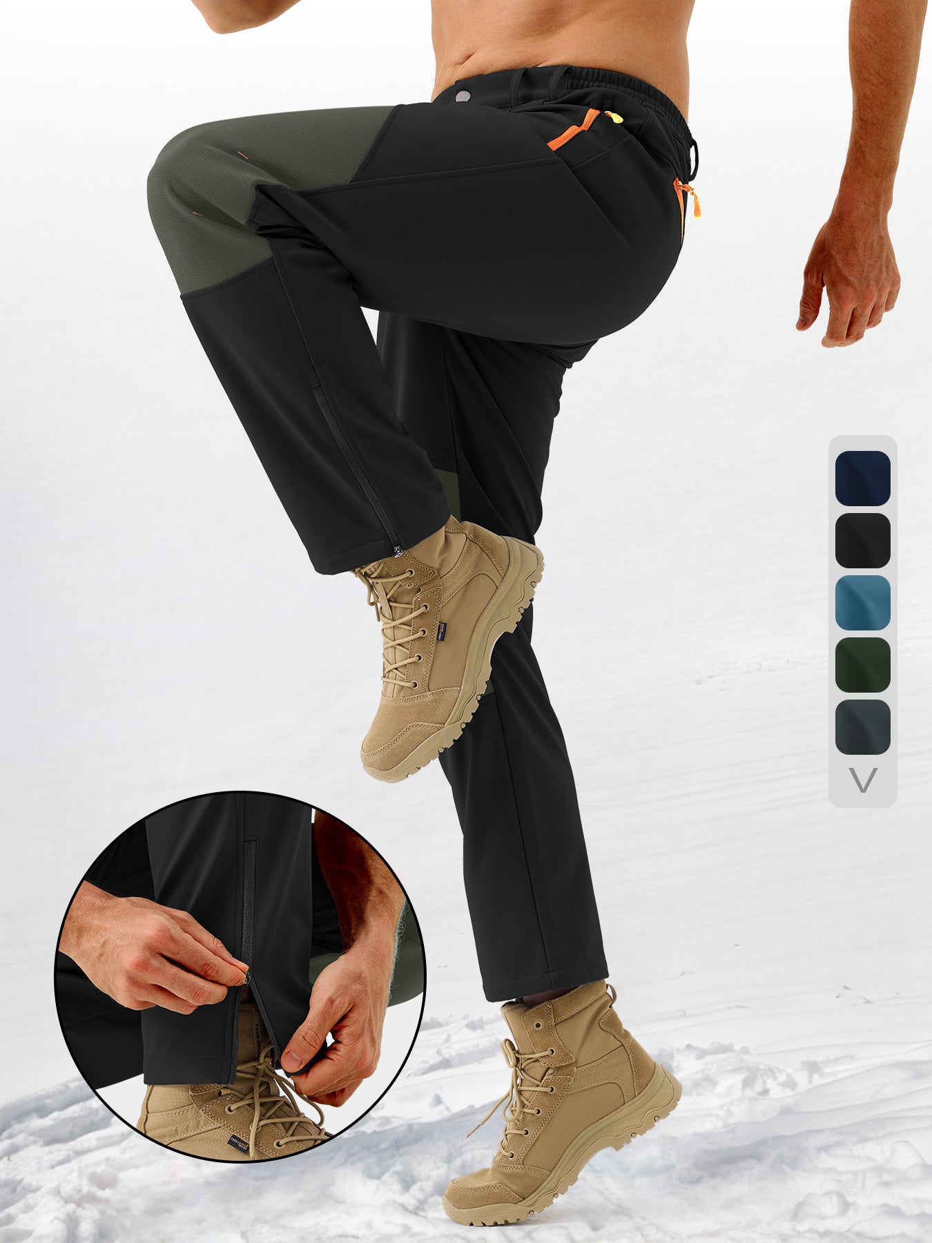 Pants Fleece Lined for Warmth Outdoor Hiking Zipper Bottom Leg Ideal for Winter Sports