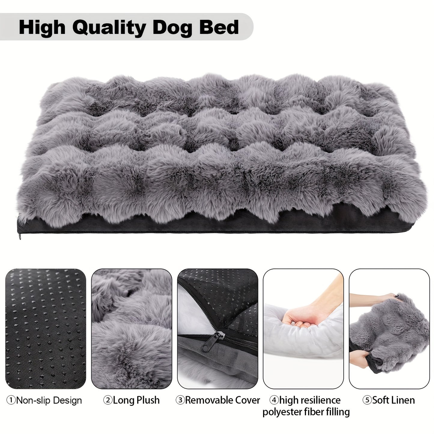 Dog Bed for Extra Large Dogs Orthopedic Dog Bed Soft Plush Faux Fur Fluffy Dog Mat with Removable Washable Cover