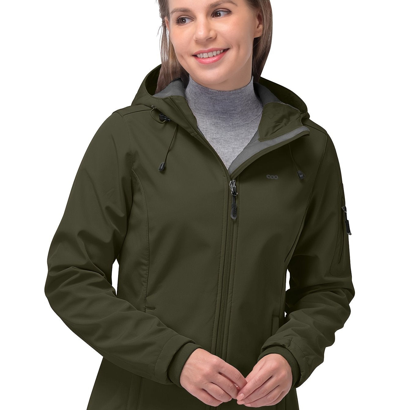 Women's Long Sleeves Outdoor Sports Jacket, Fleece Liner Windproof With Zipper Pocket Sporty Coat