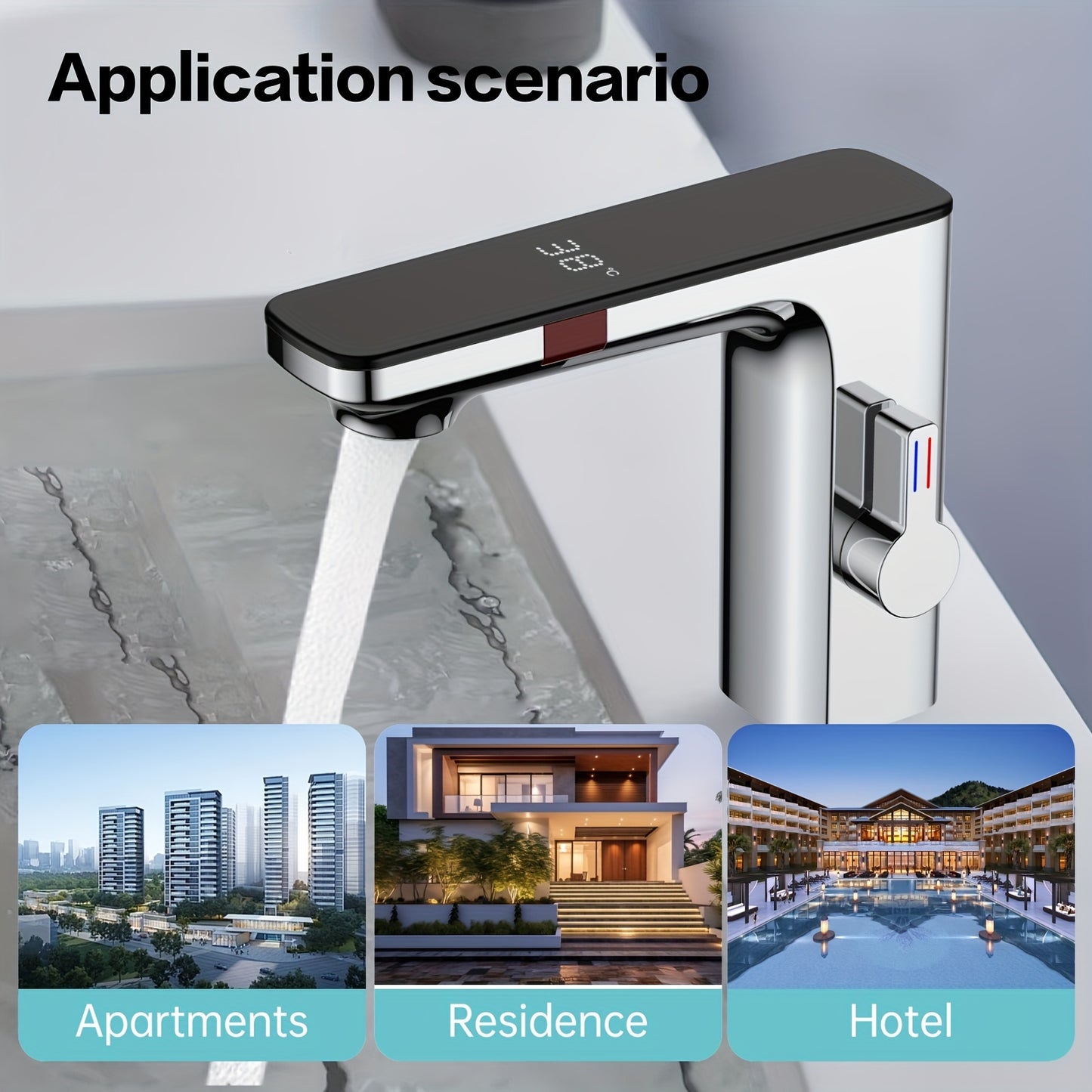 Modern Touchless Bathroom Faucet with LED Temperature Display