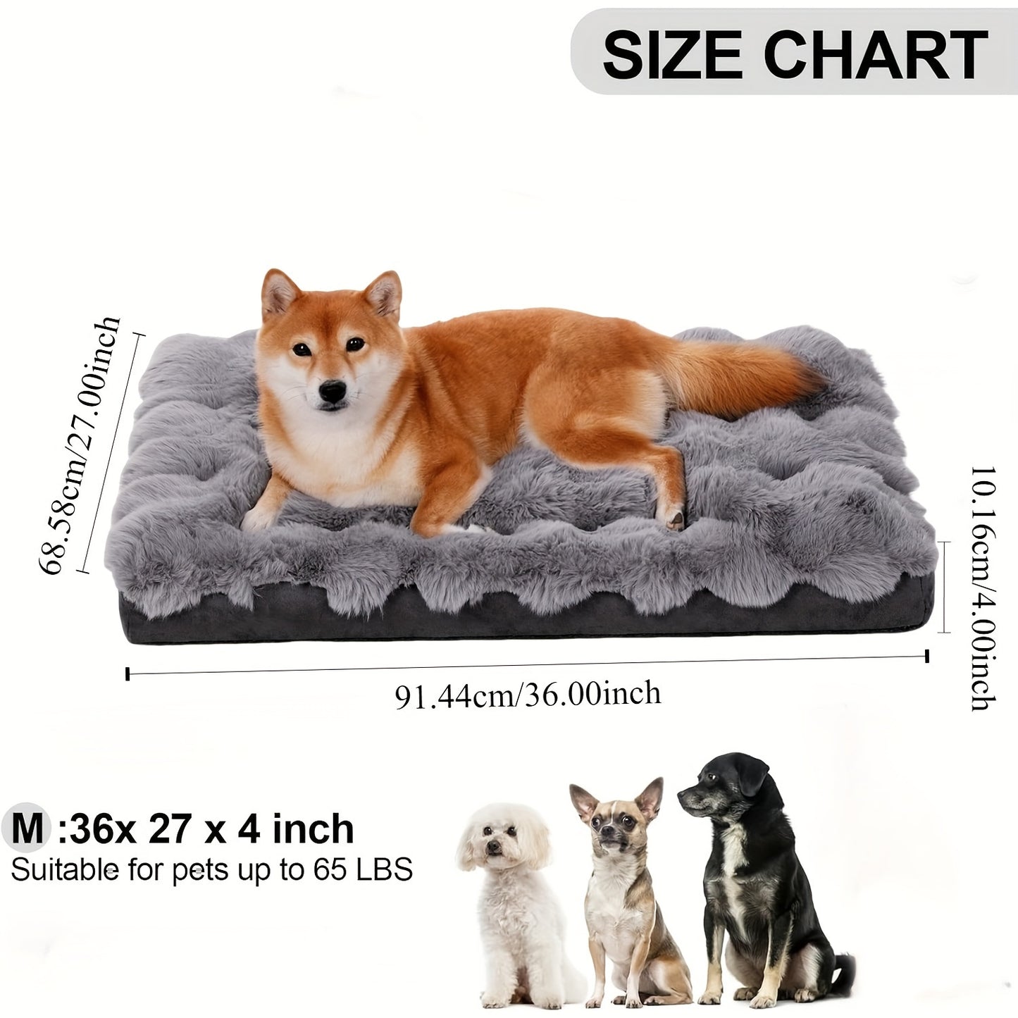 Dog Bed for Extra Large Dogs Orthopedic Dog Bed Soft Plush Faux Fur Fluffy Dog Mat with Removable Washable Cover