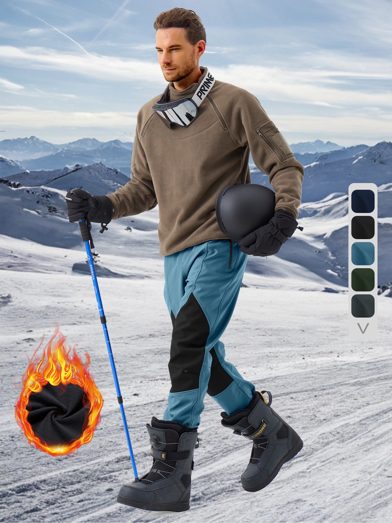 Pants Fleece Lined for Warmth Outdoor Hiking Zipper Bottom Leg Ideal for Winter Sports