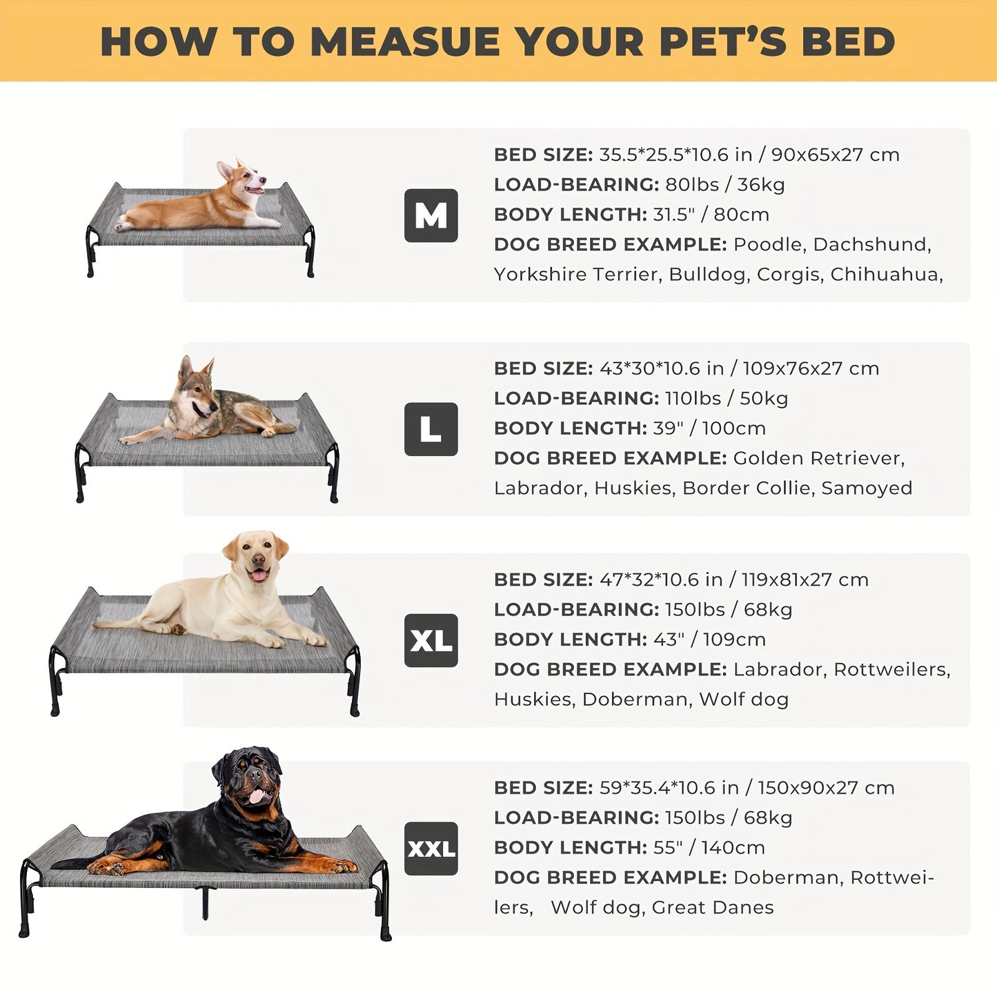 Elevated Dog Bed, Suitable For Large Dogs