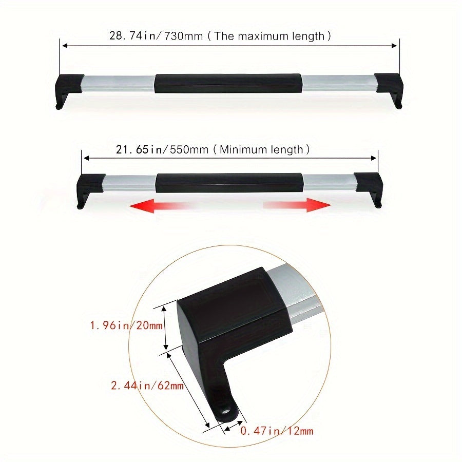 RV Screen Door Crossbar Handle, Adjustable Grip 21.65 To 28.74 Inches, Sturdy And Safe Anti Slip Handle