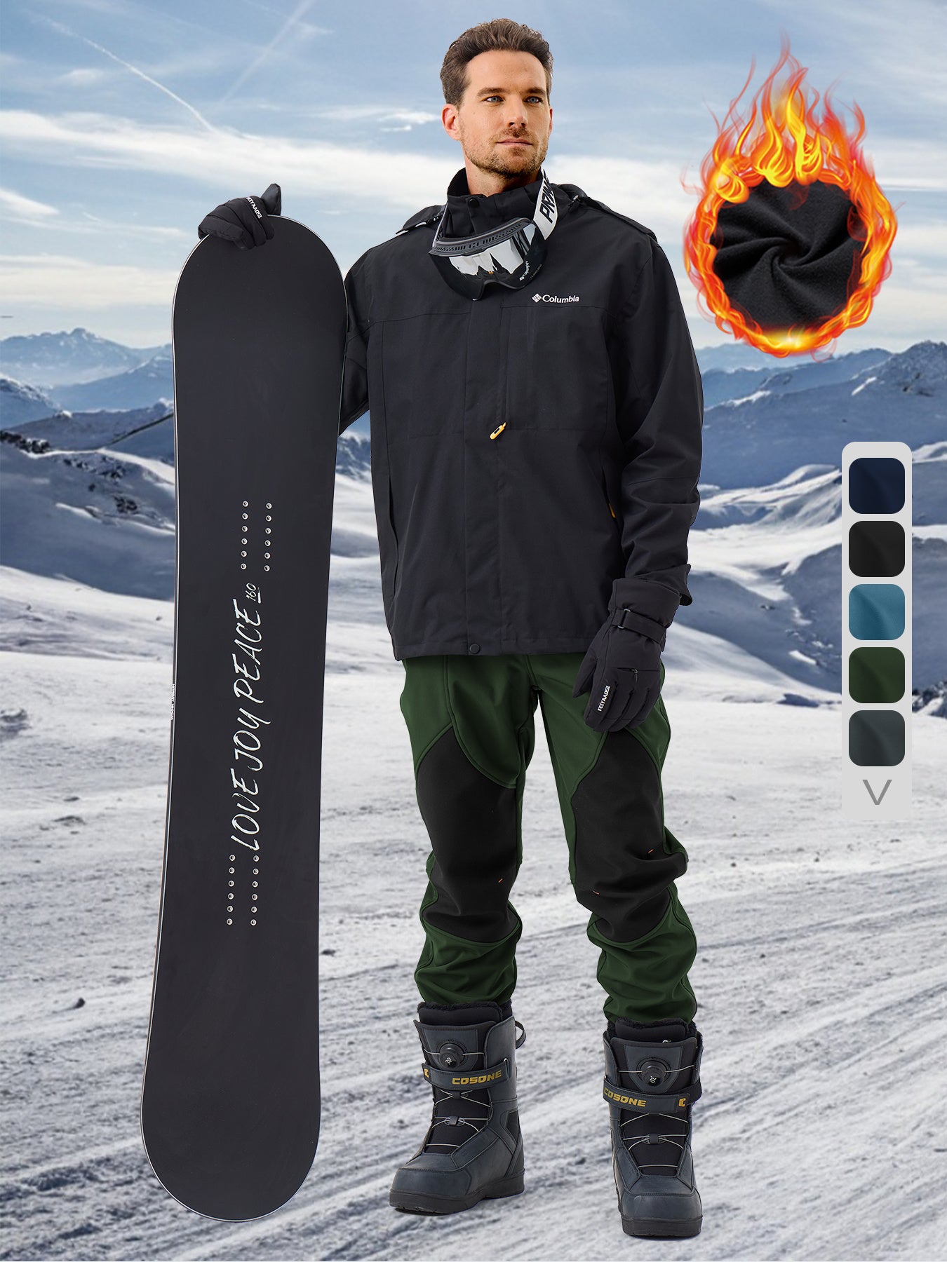 Pants Fleece Lined for Warmth Outdoor Hiking Zipper Bottom Leg Ideal for Winter Sports