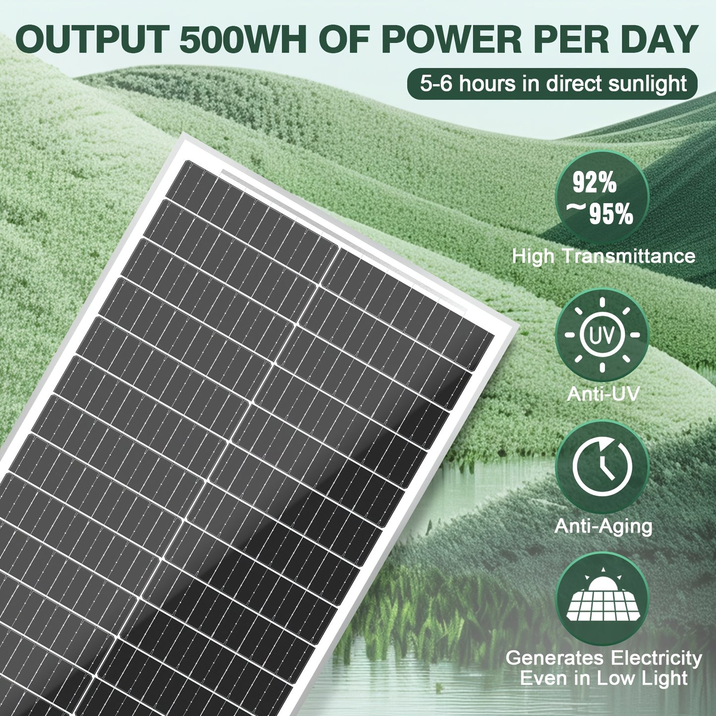 100 Watt Solar Panels 12 Volt Monocrystalline Technology 12BB Cell High-Efficiency PV Module Power Charger
