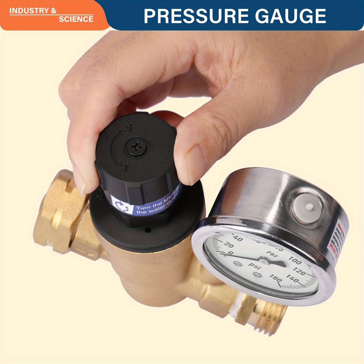 Adjustable Lead Free Brass RV Pressure Regulator, Liquid Filled Pressure Gauge 160psi And Inlet Screened Filter