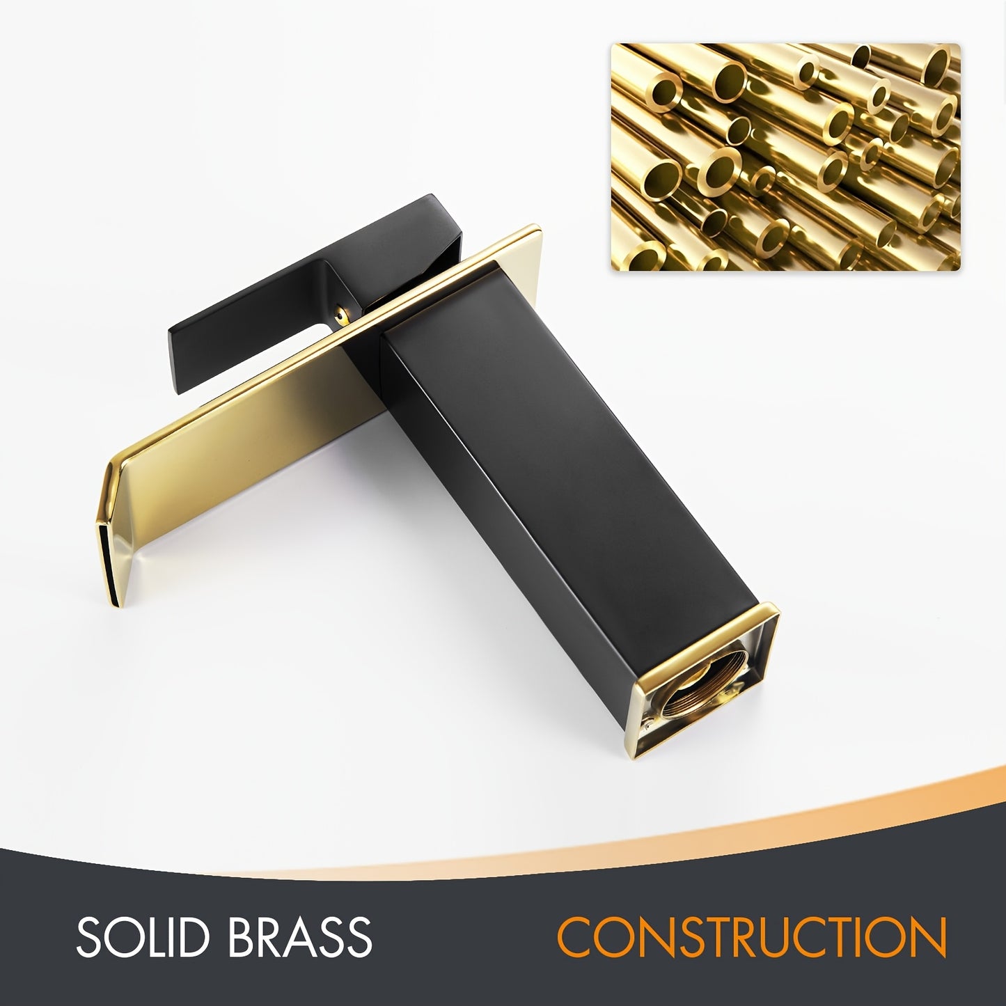 Waterfall Faucet Brass Bathroom Brushed Golden Black Basin Vanity Sink Faucets