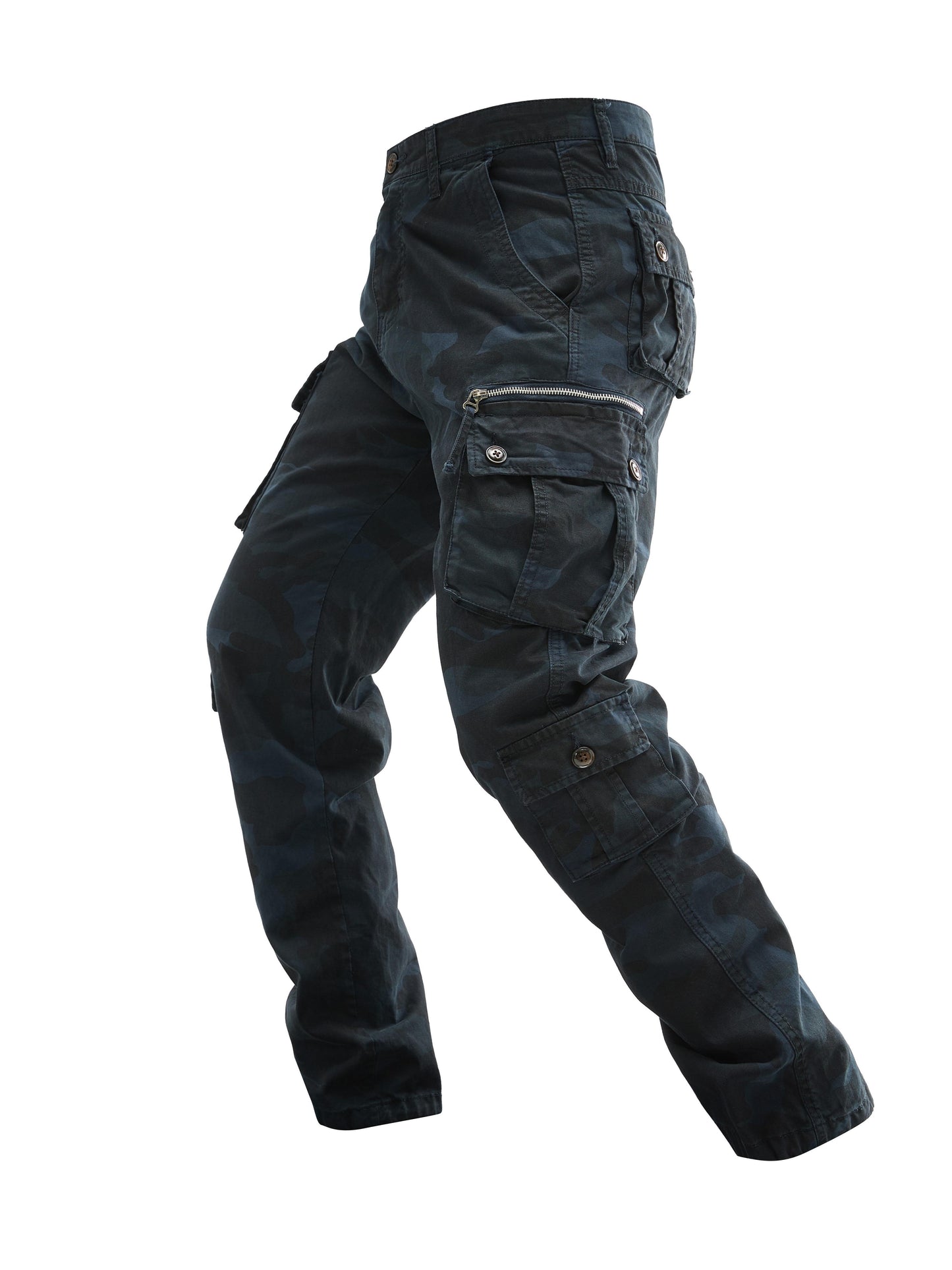 Plus Size Men's Cotton Washing Camouflage Printing Outdoor Eight Pocket Overalls