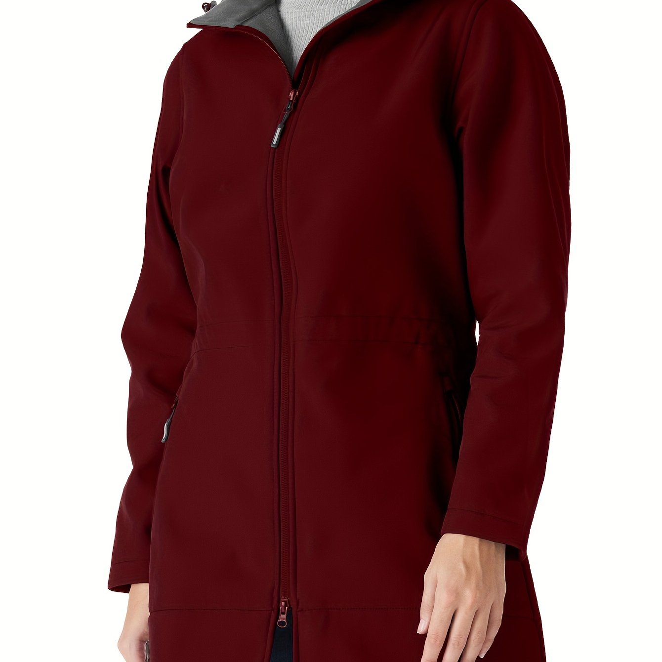 Women's Waterproof Softshell Long Rain Jacket with Hood