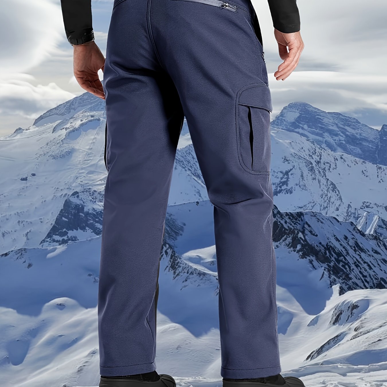 Men's Thickened Pants, Outdoor Casual Soft Shell Plush Lined