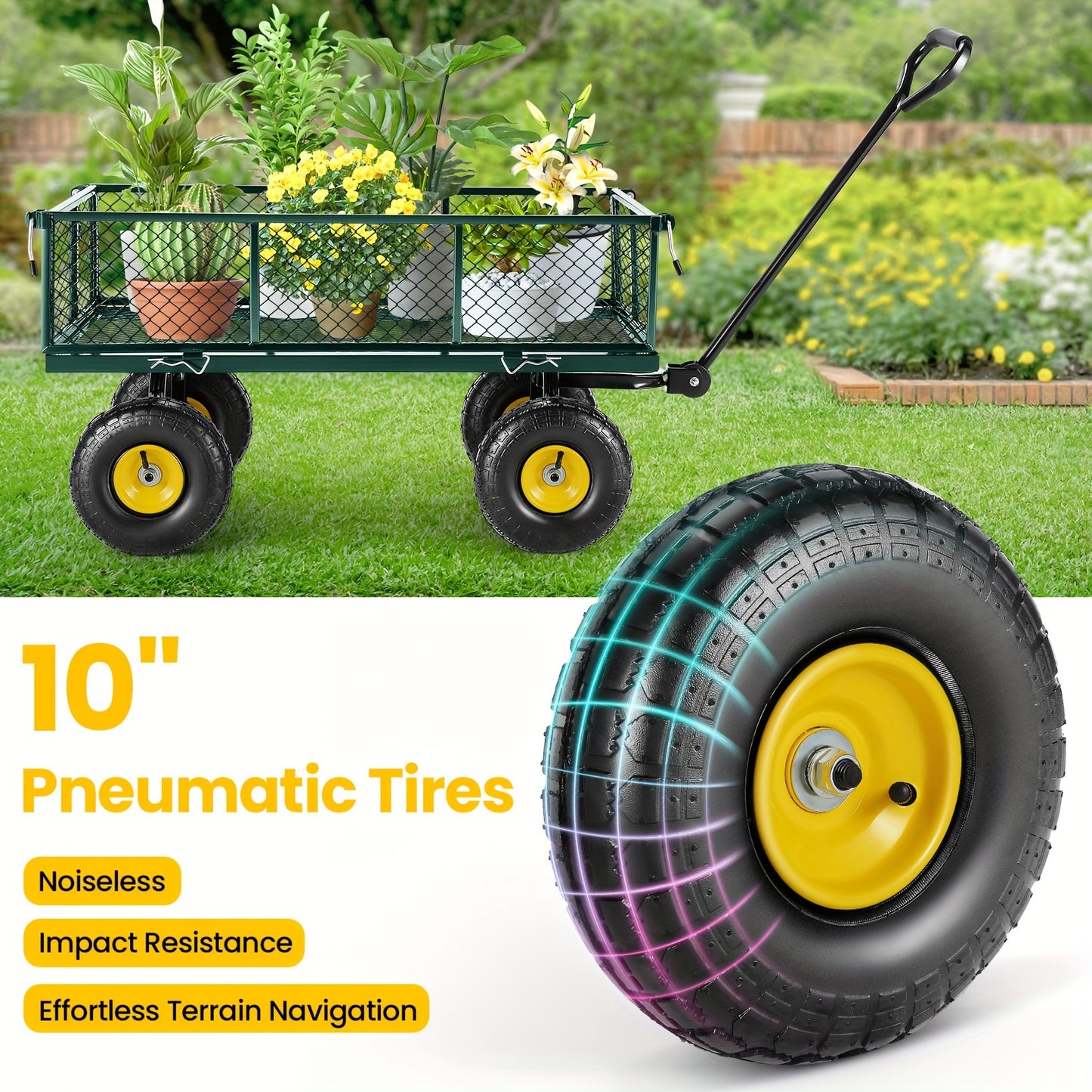 HOMDOX Garden Cart, Heavy Duty 880 Lbs Capacity