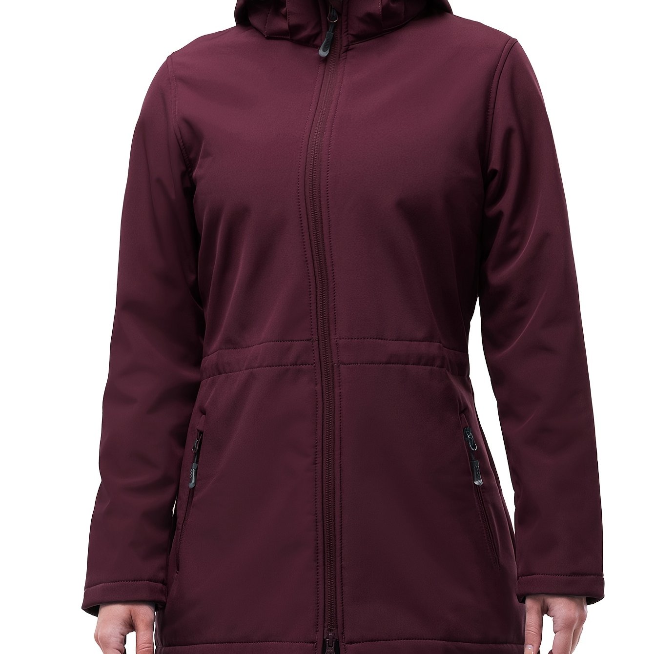 Women's Waterproof Softshell Long Rain Jacket with Hood