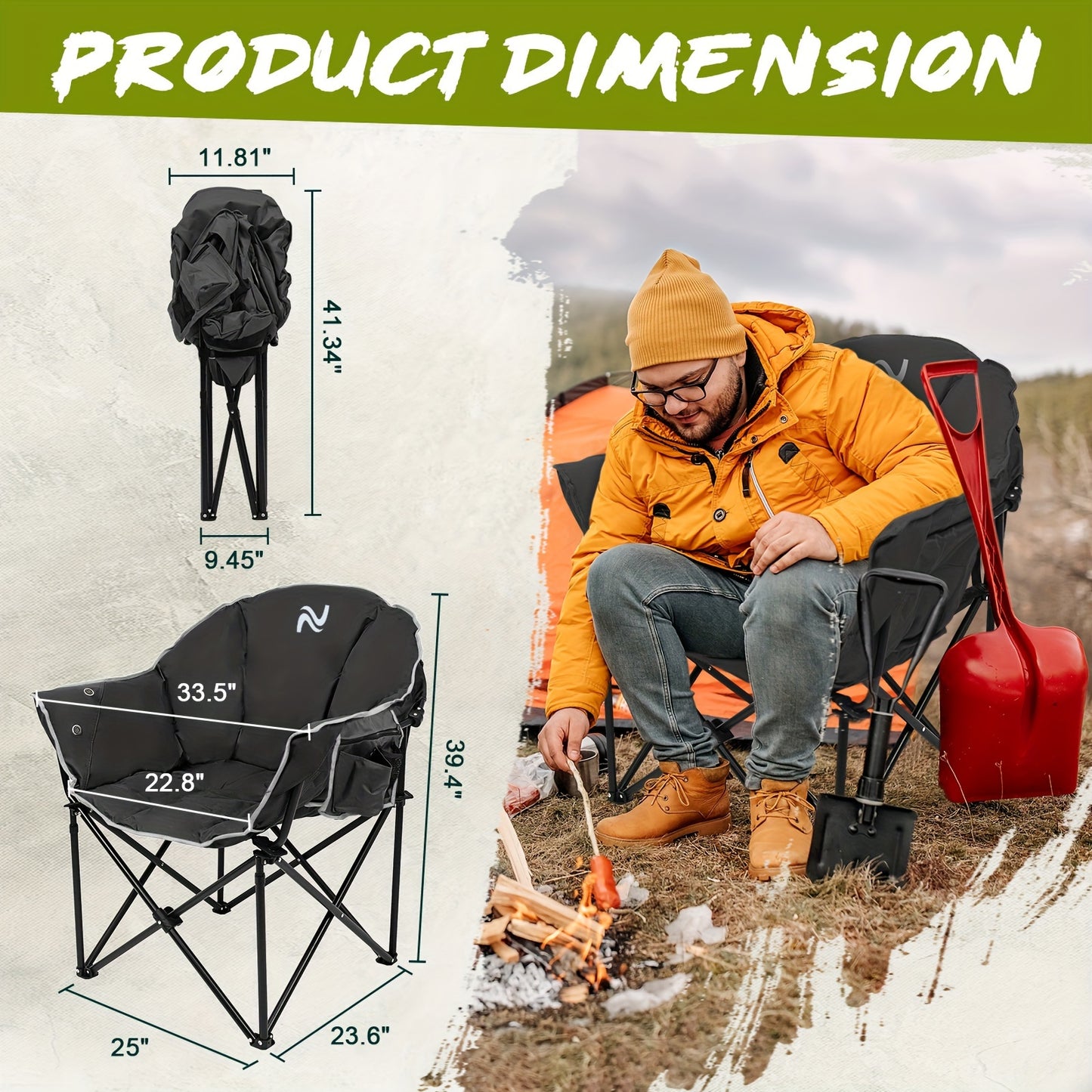 500lbs Heated Camping Chair, Portable Heated Camping Chair