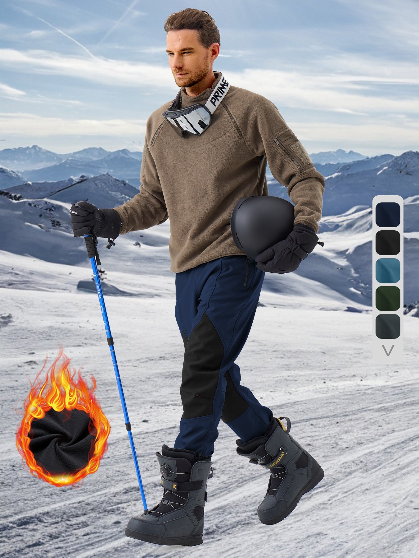 Pants Fleece Lined for Warmth Outdoor Hiking Zipper Bottom Leg Ideal for Winter Sports