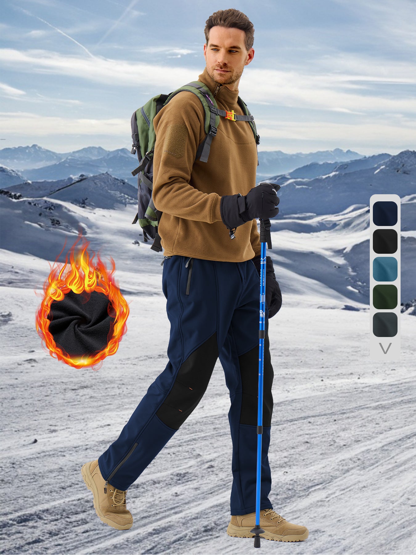 Pants Fleece Lined for Warmth Outdoor Hiking Zipper Bottom Leg Ideal for Winter Sports