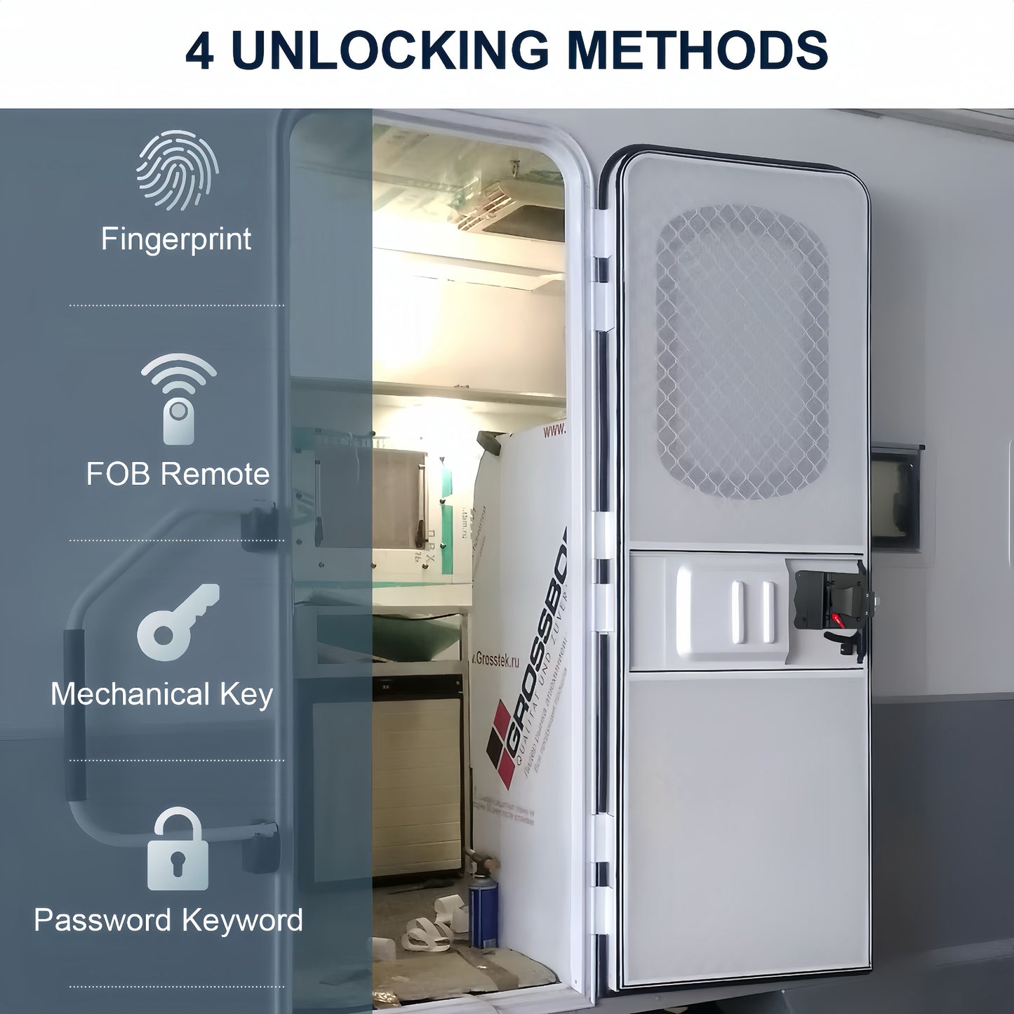RV Door Lock Keyless Entry Keypad, Fingerprint Metal RV Keyless Entry Door Lock