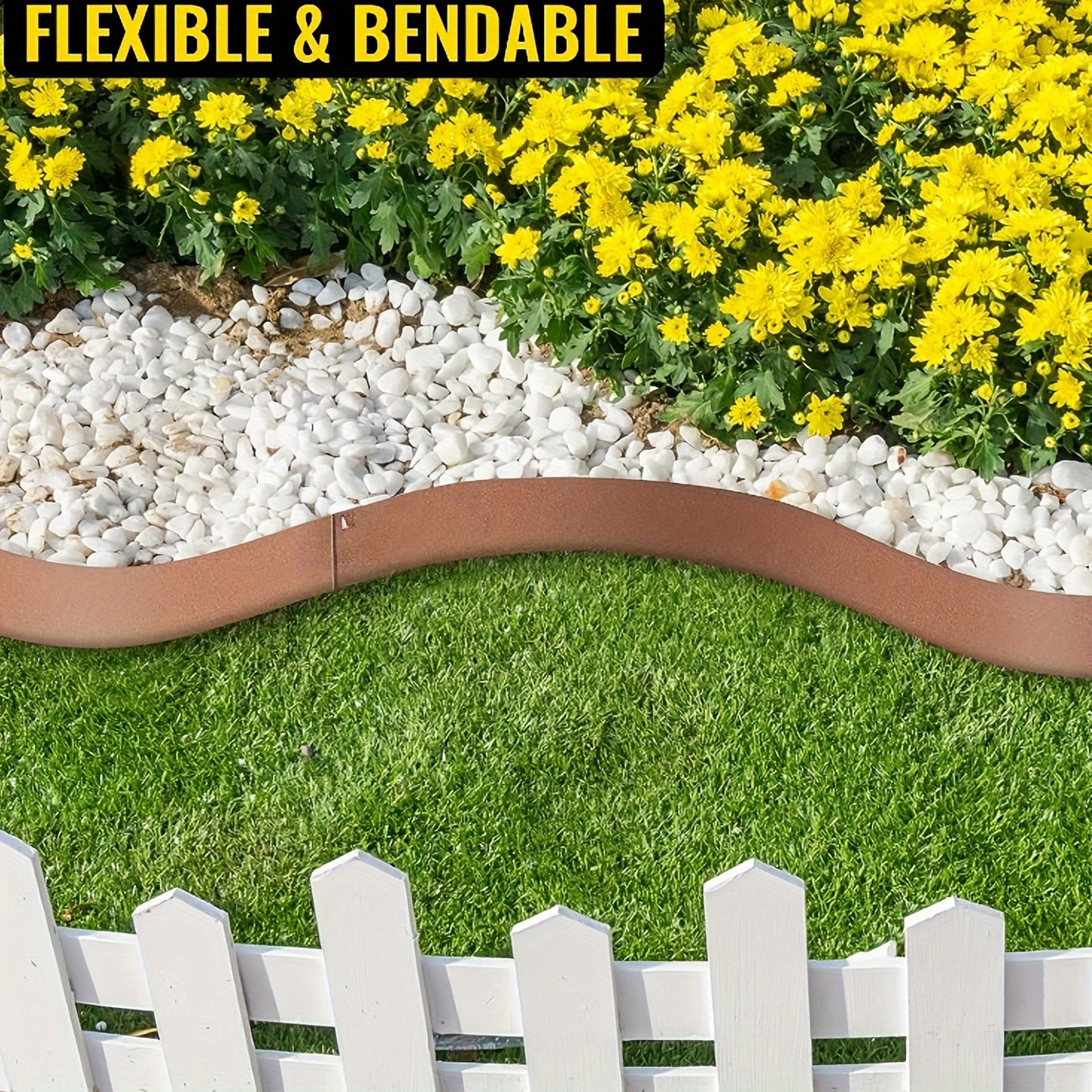 Steel Edging Steel Landscape Edging Garden Bed Metal Border Edge Rusted Rustic Patina 40 Inch Strips 5 Inch Depth, 6 Pcs