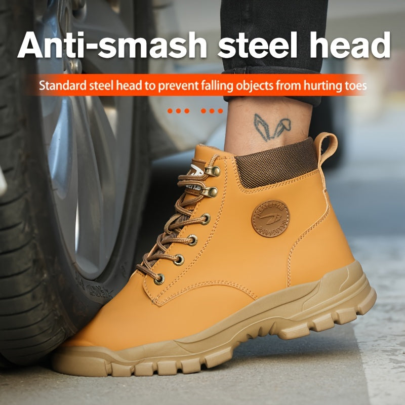 Men's Vintage High-Top Hiking Boots - Waterproof, Anti-Smashing, Comfortable & Durable