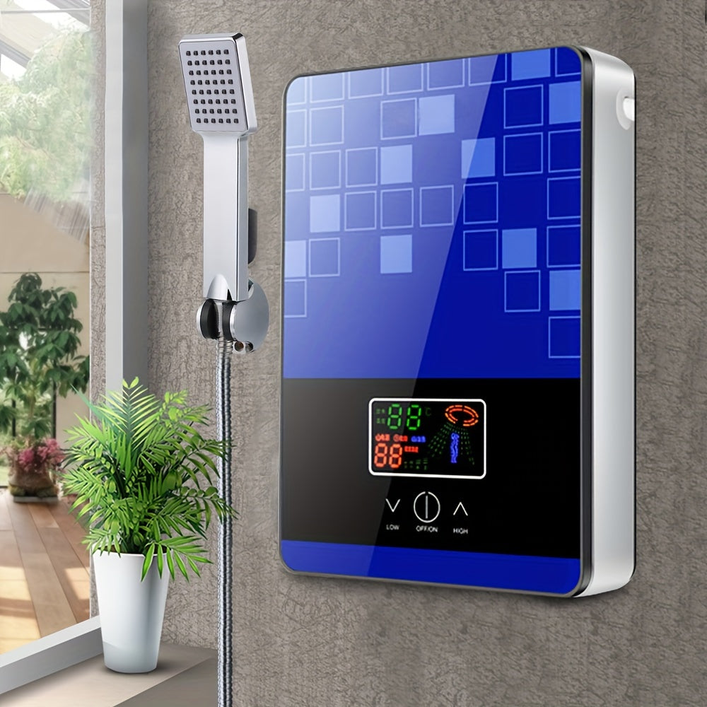 Tankless Electric Water Heater with Precise Temperature Control & Safety Protections - Large LED Display, Adjustable Flow, Overheat Auto Shutdown