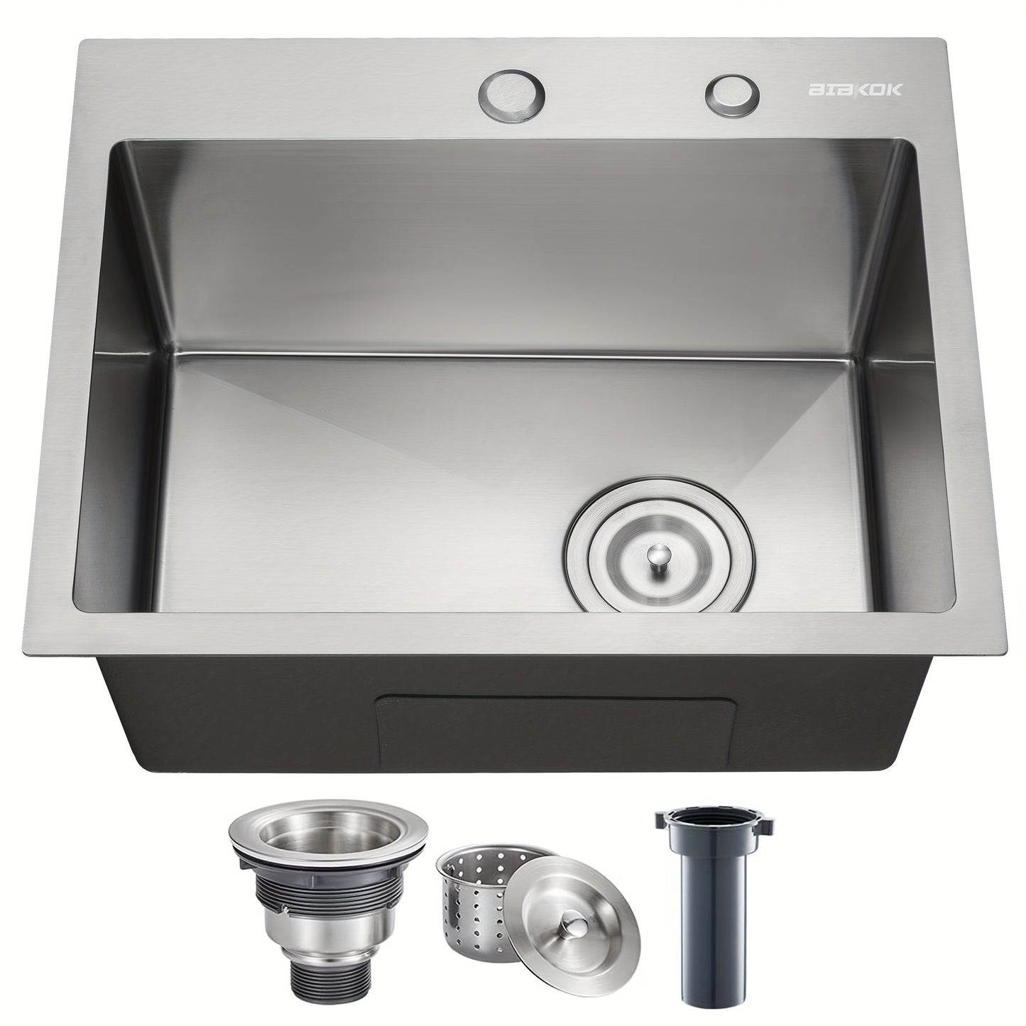 Elegant Single-Bowl Kitchen Sink - Sleek Brushed Finish, Drop-in Design for Easy Installation